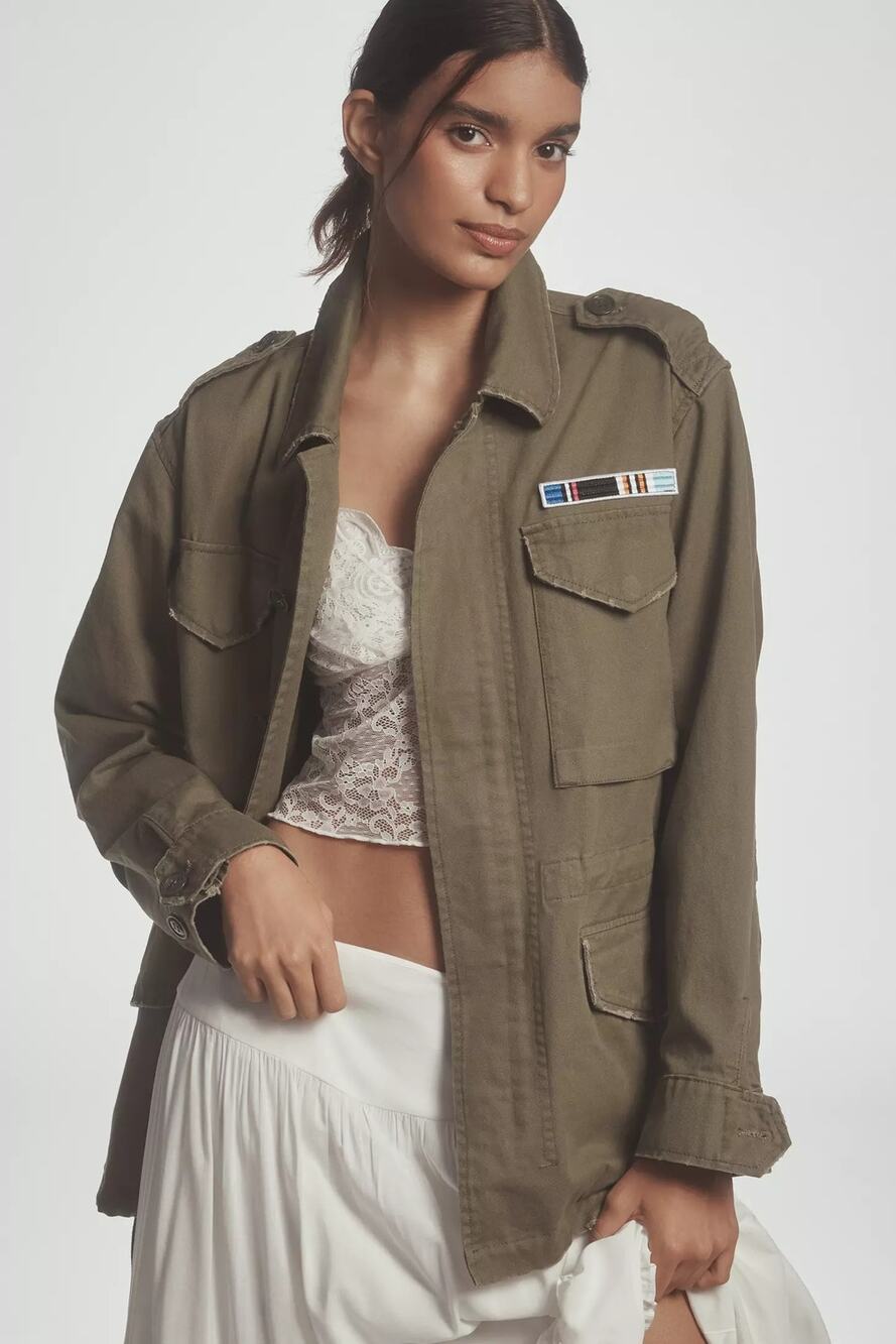 New Anthropologie by Pilcro Cotton Utility Jacket $178 X-Small (S) Olive Green